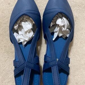 & Other Stories Deep Blue Cross-Strap Flats